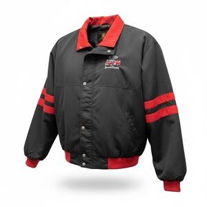 Vintage K Products E-One America’s Fire Truck XXL Jacket Black Red Firefighter